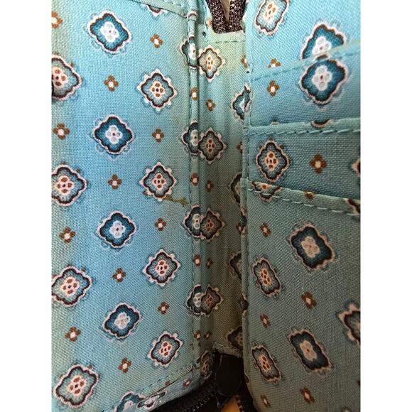 Vera Bradley All in One Wristlet Wallet Zip Java Blue Turquoise Brown - Picture 4 of 6